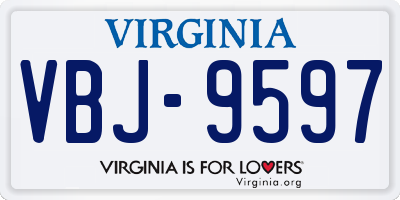 VA license plate VBJ9597