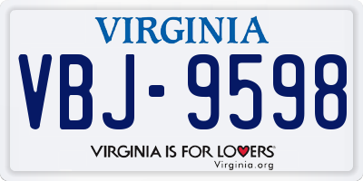 VA license plate VBJ9598