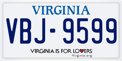 VA license plate VBJ9599