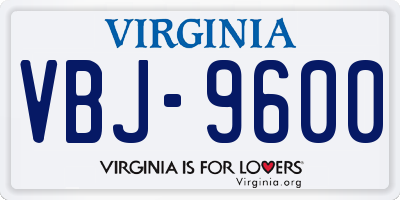 VA license plate VBJ9600