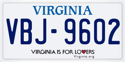 VA license plate VBJ9602