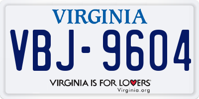 VA license plate VBJ9604