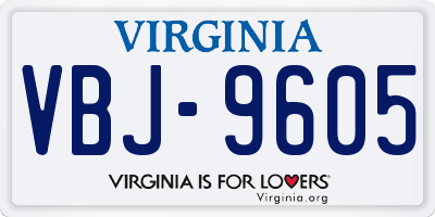 VA license plate VBJ9605