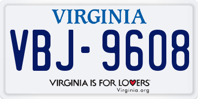 VA license plate VBJ9608