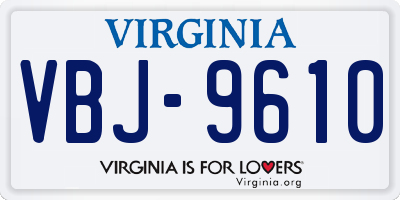 VA license plate VBJ9610