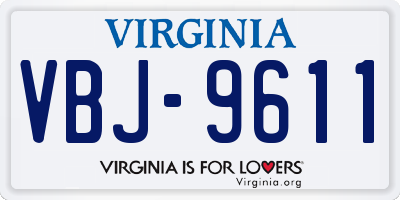 VA license plate VBJ9611
