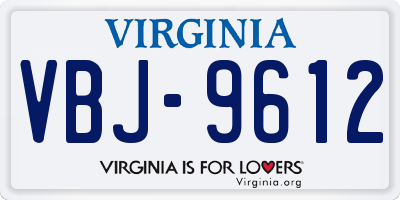 VA license plate VBJ9612