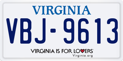 VA license plate VBJ9613