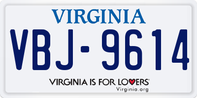 VA license plate VBJ9614