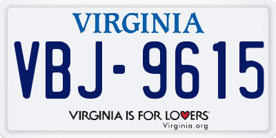 VA license plate VBJ9615