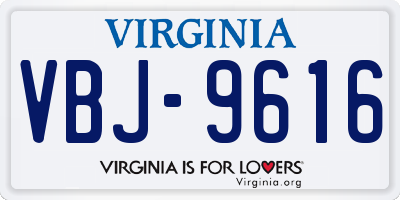 VA license plate VBJ9616
