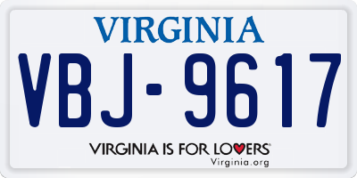 VA license plate VBJ9617