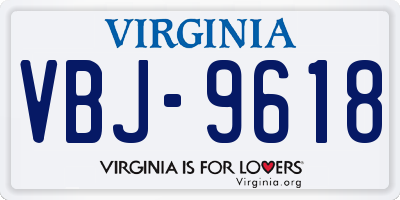 VA license plate VBJ9618