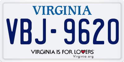 VA license plate VBJ9620