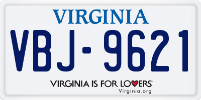 VA license plate VBJ9621