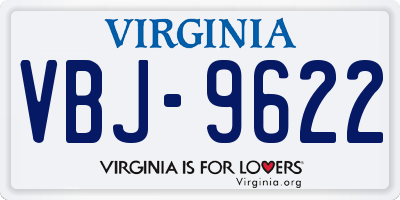 VA license plate VBJ9622