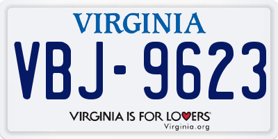 VA license plate VBJ9623