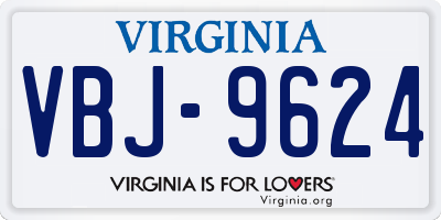 VA license plate VBJ9624