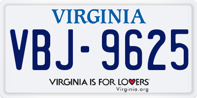 VA license plate VBJ9625