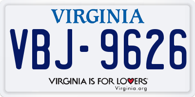 VA license plate VBJ9626