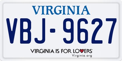 VA license plate VBJ9627
