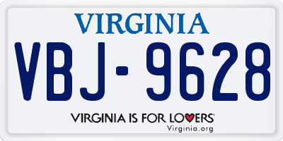 VA license plate VBJ9628