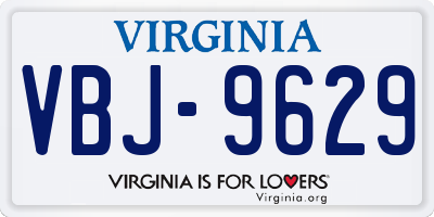 VA license plate VBJ9629