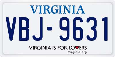 VA license plate VBJ9631
