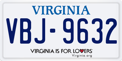 VA license plate VBJ9632