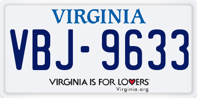 VA license plate VBJ9633
