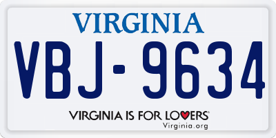 VA license plate VBJ9634