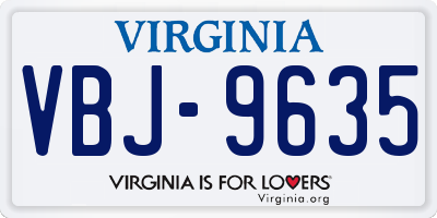 VA license plate VBJ9635
