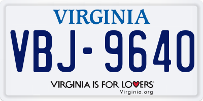 VA license plate VBJ9640
