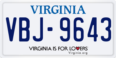 VA license plate VBJ9643