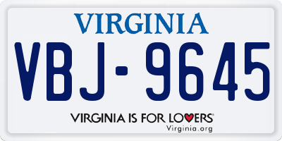 VA license plate VBJ9645