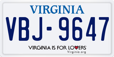 VA license plate VBJ9647