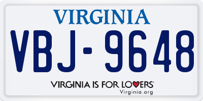 VA license plate VBJ9648