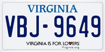 VA license plate VBJ9649