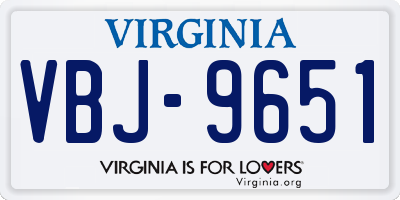 VA license plate VBJ9651