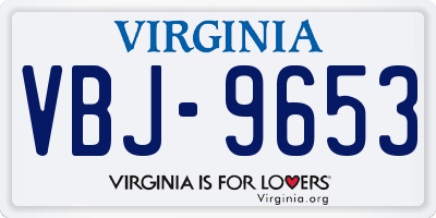 VA license plate VBJ9653