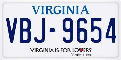 VA license plate VBJ9654