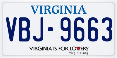 VA license plate VBJ9663