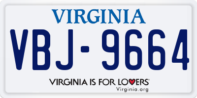 VA license plate VBJ9664