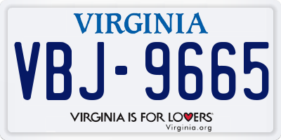 VA license plate VBJ9665
