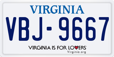 VA license plate VBJ9667