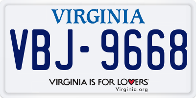VA license plate VBJ9668