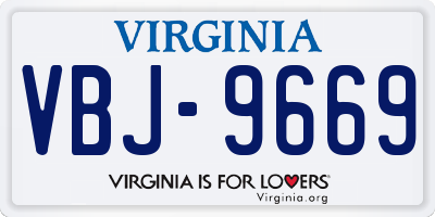 VA license plate VBJ9669