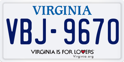 VA license plate VBJ9670