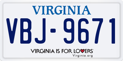 VA license plate VBJ9671