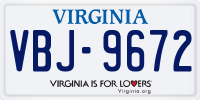 VA license plate VBJ9672